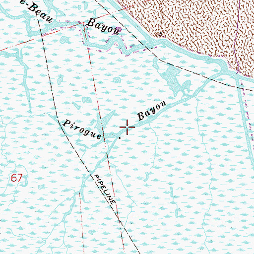 Topographic Map of Pirogue Bayou, LA