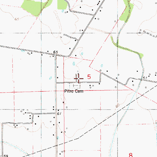 Topographic Map of Pitre Cemetery, LA