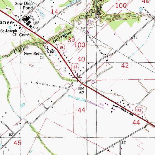 Topographic Map of Plaisance, LA