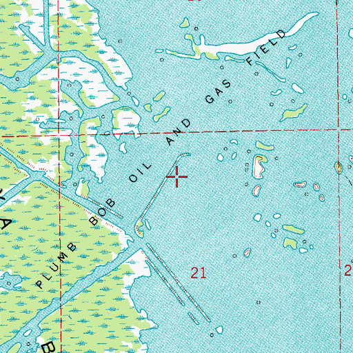 Topographic Map of Plumb Bob Oil and Gas Field, LA
