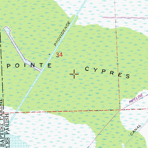 Topographic Map of Pointe Cypres, LA