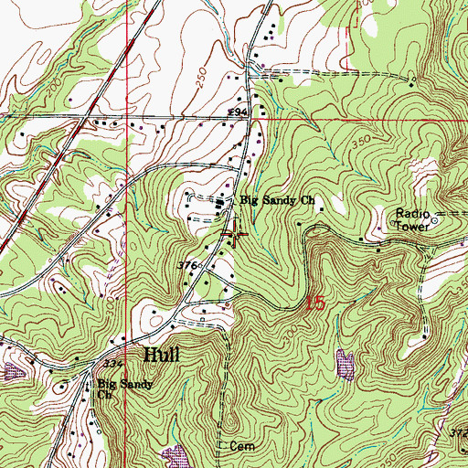 Topographic Map of Hull Consolidated School (historical), AL