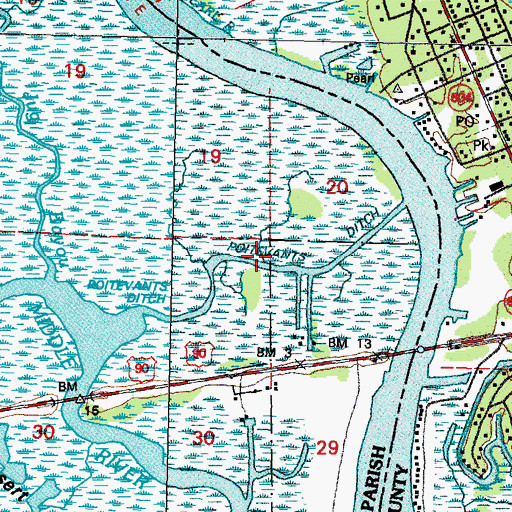 Topographic Map of Poitevants Ditch, LA