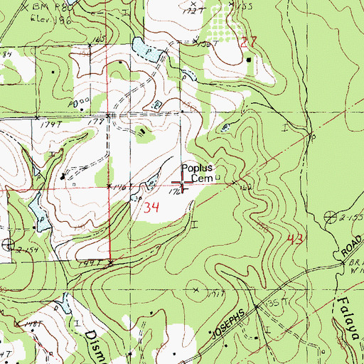 Topographic Map of Poplus Cemetery, LA