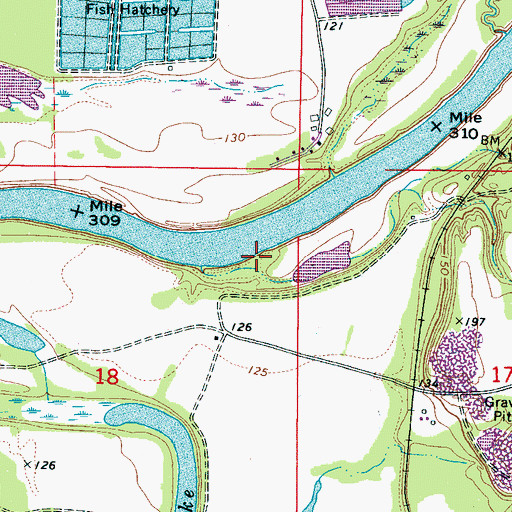 Topographic Map of Hulls Landing, AL