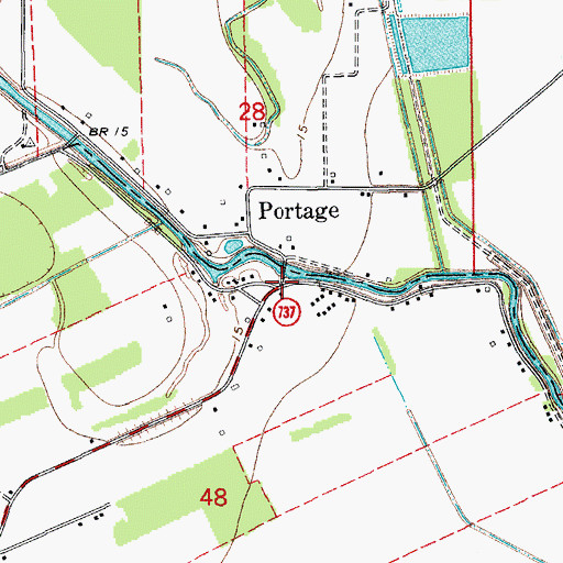 Topographic Map of Portage, LA