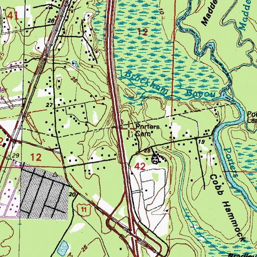 Topographic Map of Porters Cemetery, LA