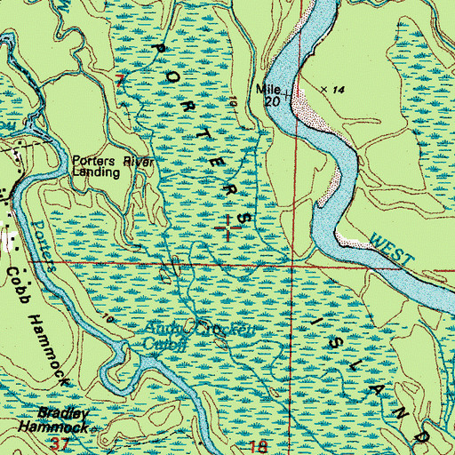 Topographic Map of Porters Island, LA