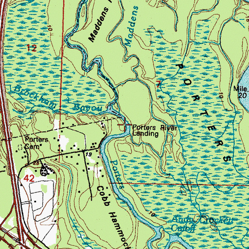 Topographic Map of Porters River Landing, LA