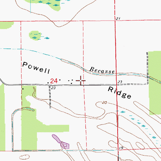 Topographic Map of Powell Ridge, LA