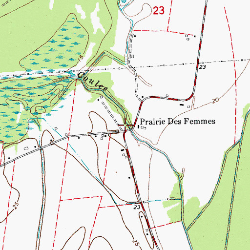 Topographic Map of Prairie Des Femmes, LA