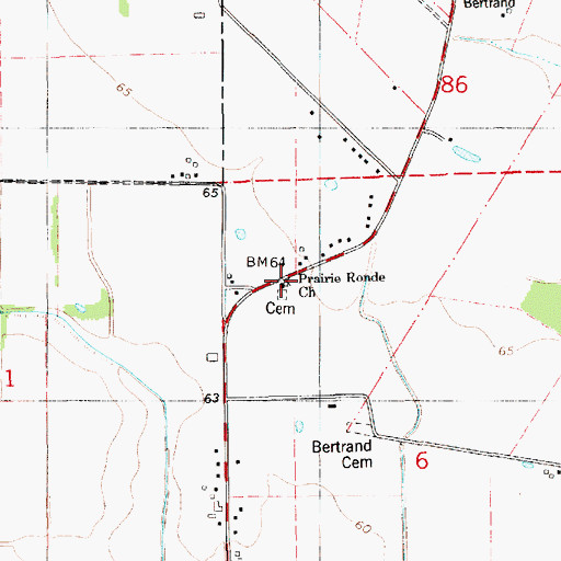 Topographic Map of Prairie Ronde Church, LA