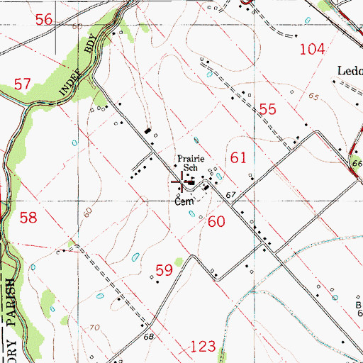 Topographic Map of Prairie School, LA