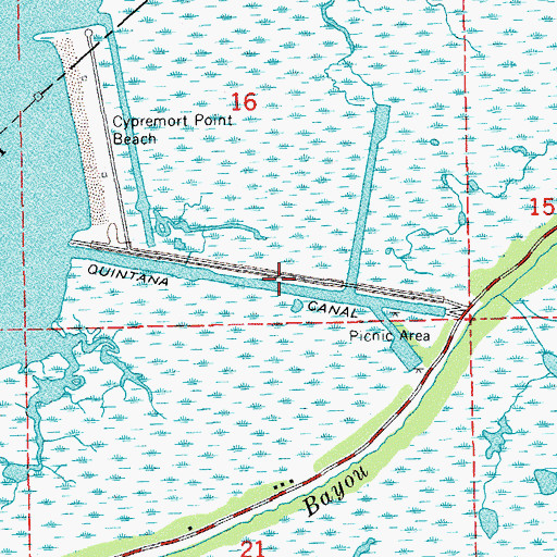 Topographic Map of Quintana Canal, LA