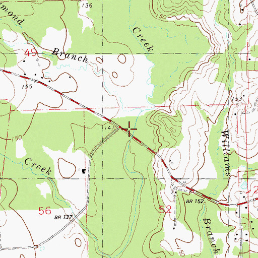 Topographic Map of Raymond Branch, LA