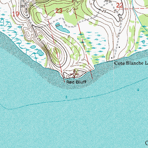 Topographic Map of Red Bluff, LA