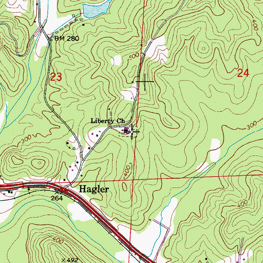 Topographic Map of Liberty Cemetery, AL