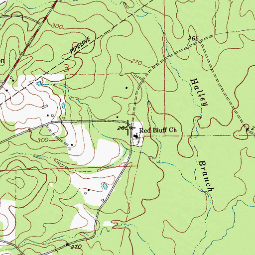 Topographic Map of Red Bluff Church, LA