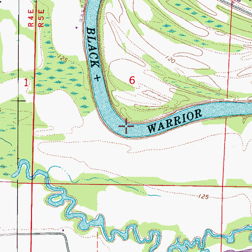 Topographic Map of Little Log Shoals, AL
