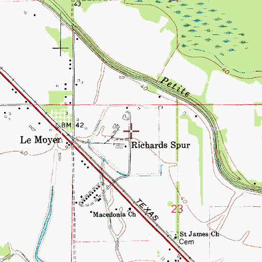 Topographic Map of Richards Spur, LA