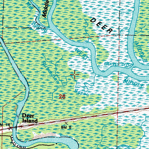 Topographic Map of Richardson Bayou, LA