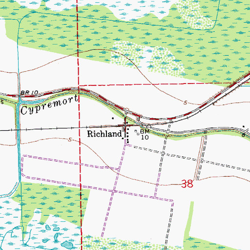 Topographic Map of Richland, LA