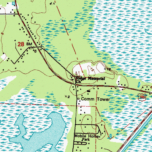 Topographic Map of Ridge Memorial Church, LA
