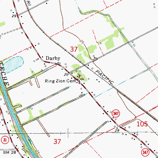 Topographic Map of Ring Zion Cemetery, LA