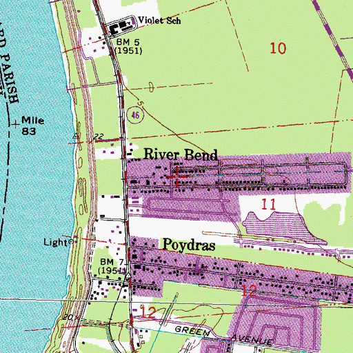 Topographic Map of River Bend, LA