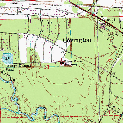 Topographic Map of Kehoe France Northshore School, LA