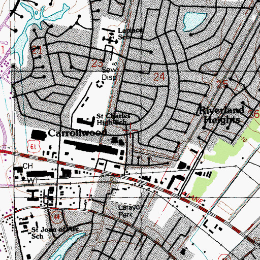 Topographic Map of Riverland Heights, LA