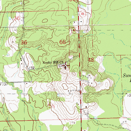 Topographic Map of Rocky Hill Church, LA