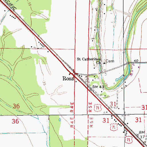 Topographic Map of Rosa, LA