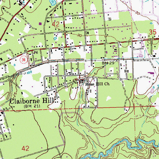 Topographic Map of Rose Hill Missionary Baptist Church, LA