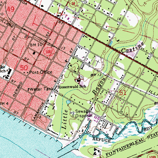 Topographic Map of Woodlake Elementary School, LA