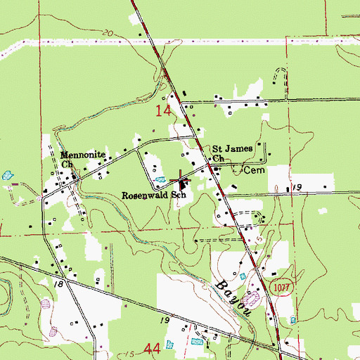 Topographic Map of Rosenwald School, LA
