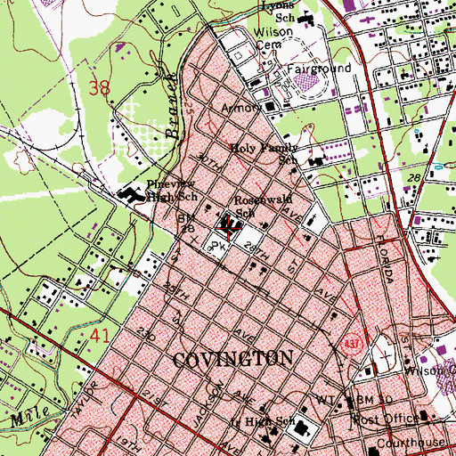 Topographic Map of Covington Pathways School, LA