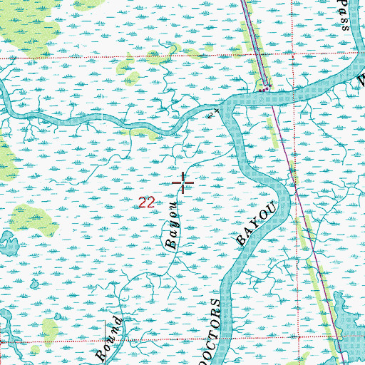 Topographic Map of Round Bayou, LA