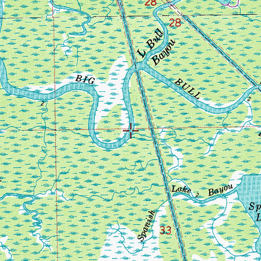 Topographic Map of Russels Bayou, LA