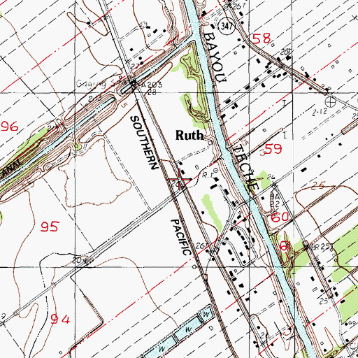 Topographic Map of Ruth, LA