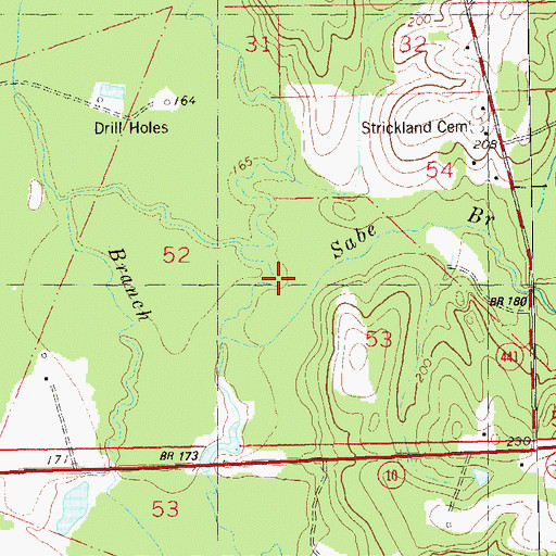 Topographic Map of Sabe Branch, LA