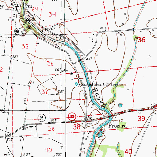 Topographic Map of Sacred Heart Chapel, LA