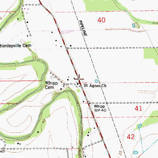Topographic Map of Saint Agnes Church, LA