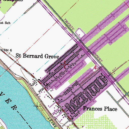 Topographic Map of Saint Bernard Grove, LA