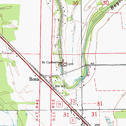 Topographic Map of Saint Catherines Church, LA