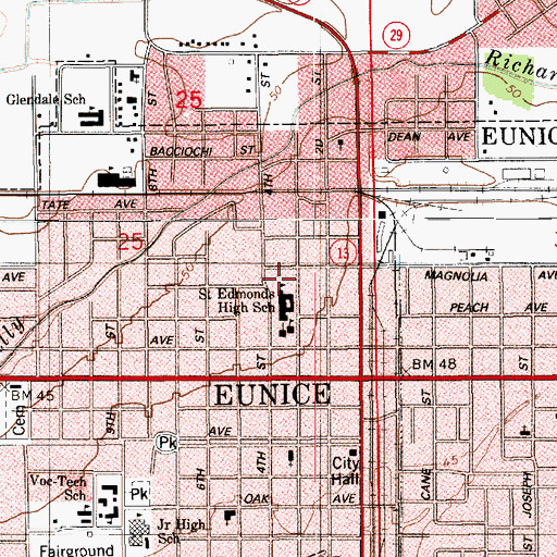 Topographic Map of Saint Edmund Catholic School, LA