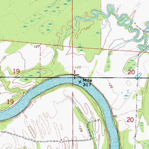 Topographic Map of Nelson Bar, AL