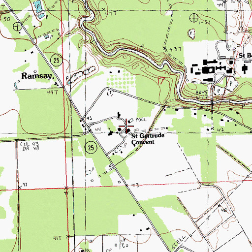 Topographic Map of Saint Gertrude Convent, LA