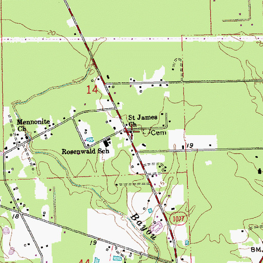 Topographic Map of Saint James Church, LA