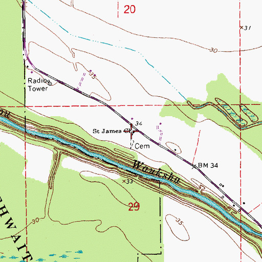 Topographic Map of Saint James Church, LA